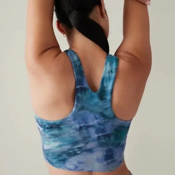 NWT Athleta Conscious Crop Printed A-C
Solarize Chrome Blue Bra. Size X-Small - Picture 2 of 7